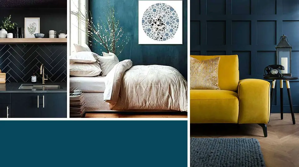 La couleur bleu pétrole en décoration dans chaque pièce : chambre, salon, cuisine, toilettes et idées inspiration