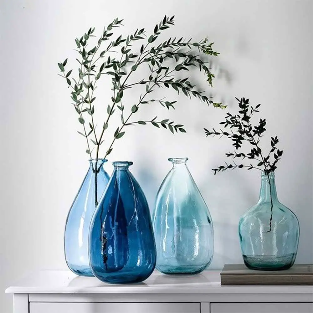 Ensemble de vases décoratifs en verre en camaïeu de bleu - Decorazine.fr